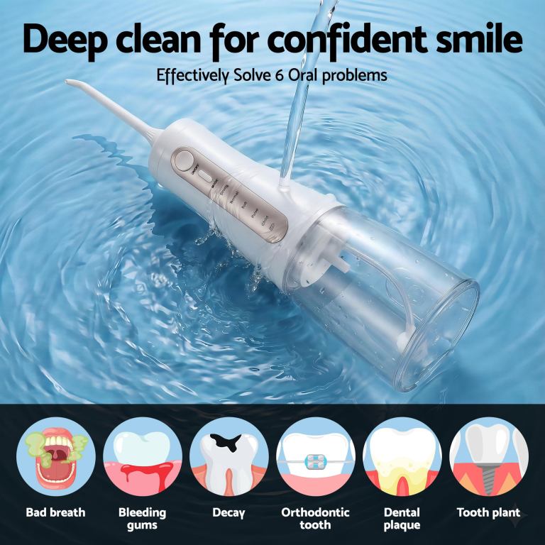 devanti cordless water flosser dental oral irrigator white Water flosser for deep dental cleaning