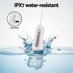 devanti cordless water flosser dental oral irrigator white IPX7 water-resistant cordless water flosser splashing in water