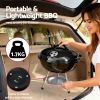 grillz charcoal bbq grill portable with lid for camping outdoor Woman loading portable lightweight BBQ into car boot