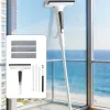 Window cleaning mop with squeegee on glass door