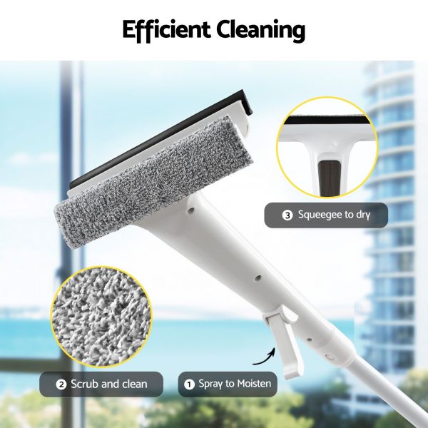 Window squeegee with microfibre scrubber attachment