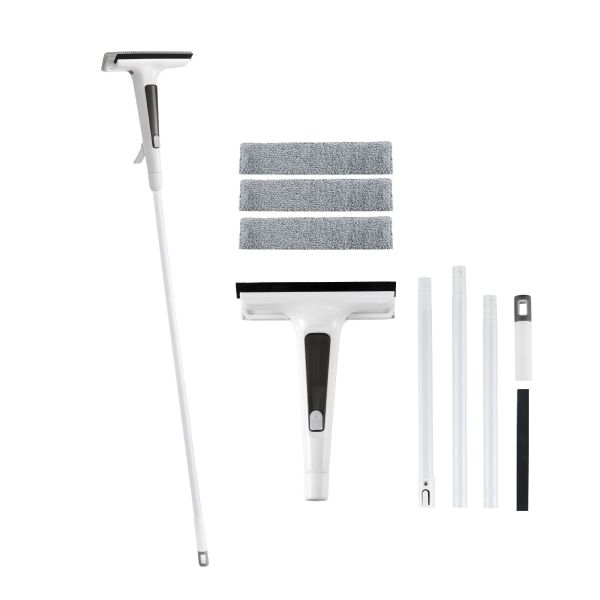 Window cleaning kit with squeegee and accessories