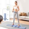 Woman using home body measurement scale device