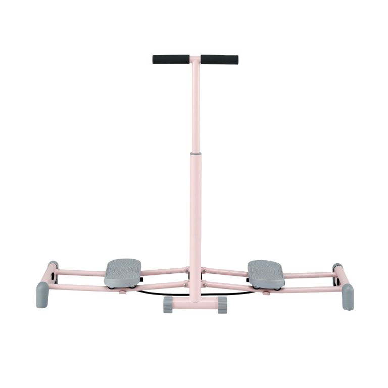 everfit foldable ski exercise machine leg thigh trainer home fitness cardio pink Pink mini stepper with handlebar and pedals