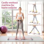 everfit foldable ski exercise machine leg thigh trainer home fitness cardio pink Woman using home cardio workout machine indoors