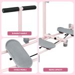 everfit foldable ski exercise machine leg thigh trainer home fitness cardio pink Pink mini stepper with durable handle and pedals