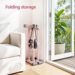 everfit foldable ski exercise machine leg thigh trainer home fitness cardio pink Folded pink exercise machine stored beside sofa