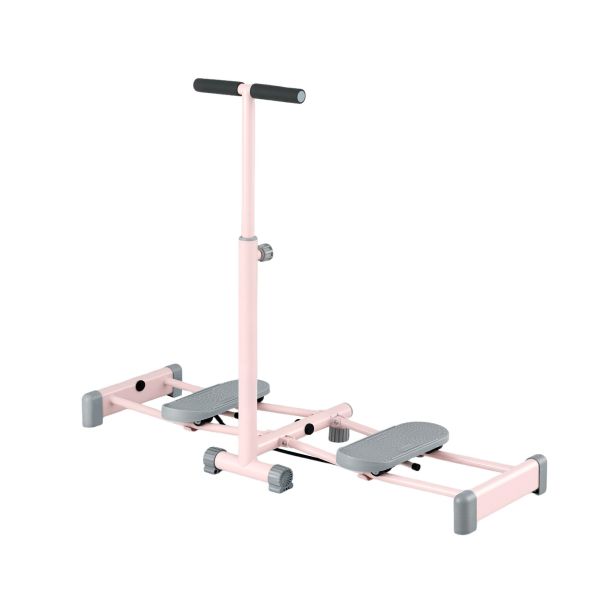 Pink stepper exercise machine with handlebar