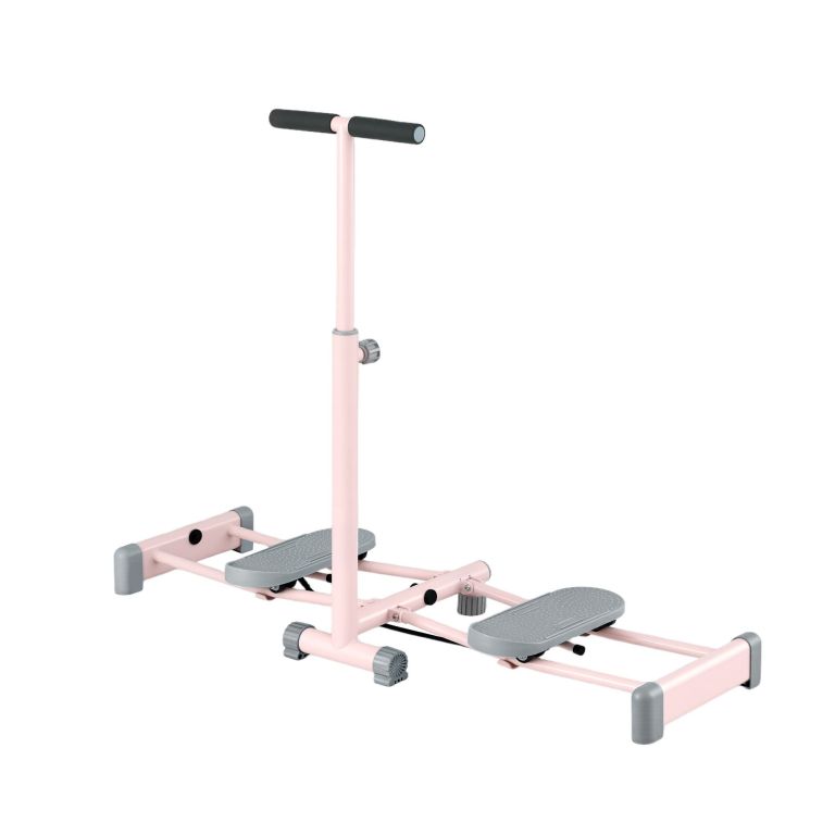 everfit foldable ski exercise machine leg thigh trainer home fitness cardio pink Pink stepper exercise machine with handlebar