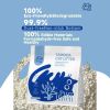 Eco-friendly tapioca cat litter bag on blue background