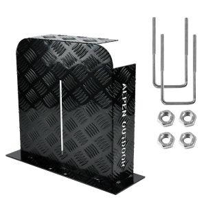 Black aluminium antenna mount bracket with U-bolts