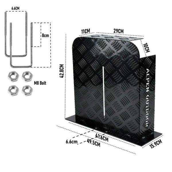 alpen outdoor base 2mm aluminum diesel heater fuel tank cover, heavy duty protective guard for 10l 15l tanks, simple installation, double side,safe uv & impact shield, ideal for camping & rv Black aluminium antenna mount bracket with dimensions