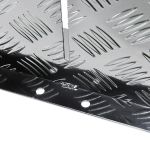 alpen outdoor base 2mm aluminum diesel heater fuel tank cover, heavy duty protective guard for 10l 15l tanks, simple installation, double side,safe uv & impact shield, ideal for camping & rv Close-up of aluminium checker plate with weld seam