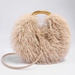 Women\'s Fashion Long Fur Wool Bag beach Faux Wool Fur Shoulder Bag Ladies Faux Furs Handbag Luxury Mongolian Sheep Fur Bags