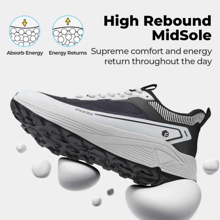 FitVille Wide Sports Shoes Wear Resistant Hiking Trail Running Shoes for Men Cushioning Men Sneakers with Arch Support Anti-Slip 4