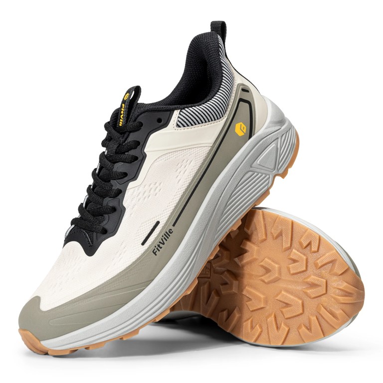 FitVille Wide Sports Shoes Wear Resistant Hiking Trail Running Shoes for Men Cushioning Men Sneakers with Arch Support Anti-Slip 6