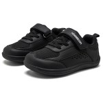 HOBIBEAR Kids Toddler Wide Toe Shoes Barefoot Hook Loop Sneakers Zero Drop Artificial Leather Mesh Non-Slip Shoes 5