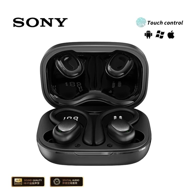 Original Sony SP180 Wireless Earbuds Tws Headphones with Mic Sports Ear Clip Headphones Stereo In-Ear Headphones Led Display 1