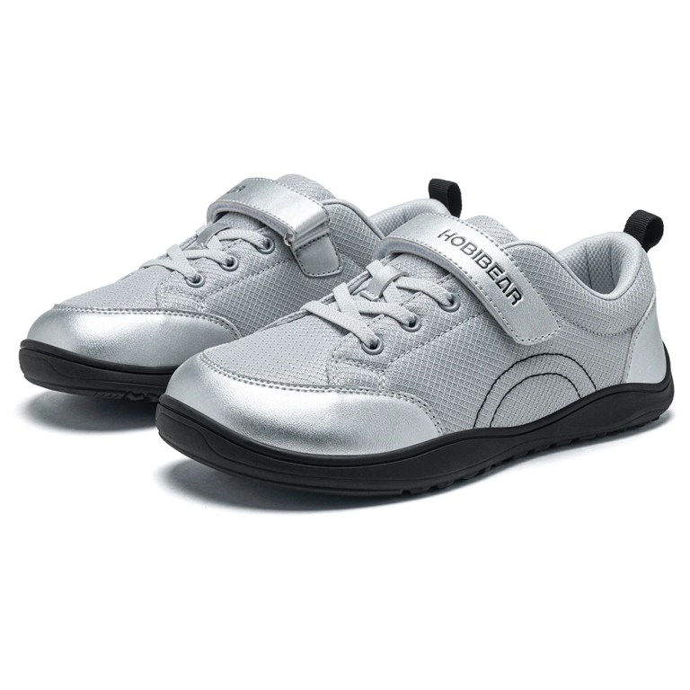 HOBIBEAR Wide Width Shoes Kids Barefoot Hook-Loop Sneakers Artificial Leather Mesh Lightweight Zero Drop Walking Shoes 3
