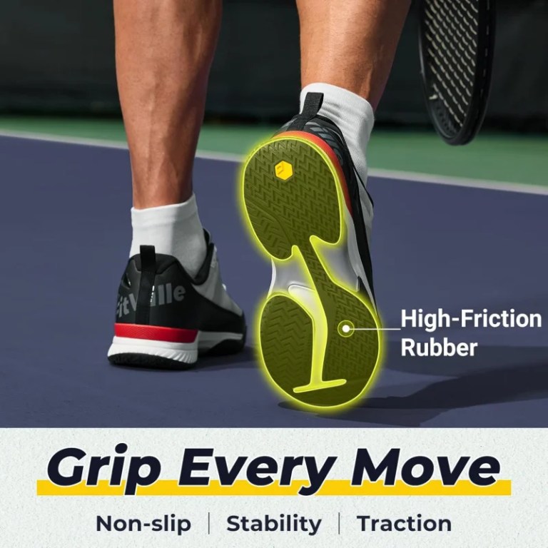 FitVille Wide Tennis Shoes For Men Pickleball Shoes Lightweight Breathable All Court Athletic With Arch Support & Wide Toe Box 5
