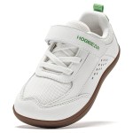 HOBIBEAR Kids Toddler Wide Toe Shoes Barefoot Hook Loop Sneakers Zero Drop Artificial Leather Mesh Non-Slip Shoes