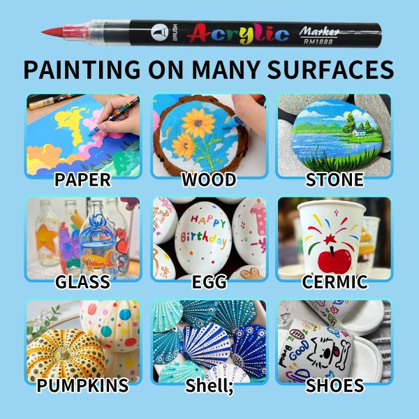12/24/36/48/60 colors acrylic paint pens markers brush tip paint markers for rock painting wood stone glass gift diy crafts 12/24/36/48/60 Colors Acrylic Paint Pens Markers Brush Tip Paint Markers For Rock Painting Wood Stone Glass Gift DIY Crafts 5