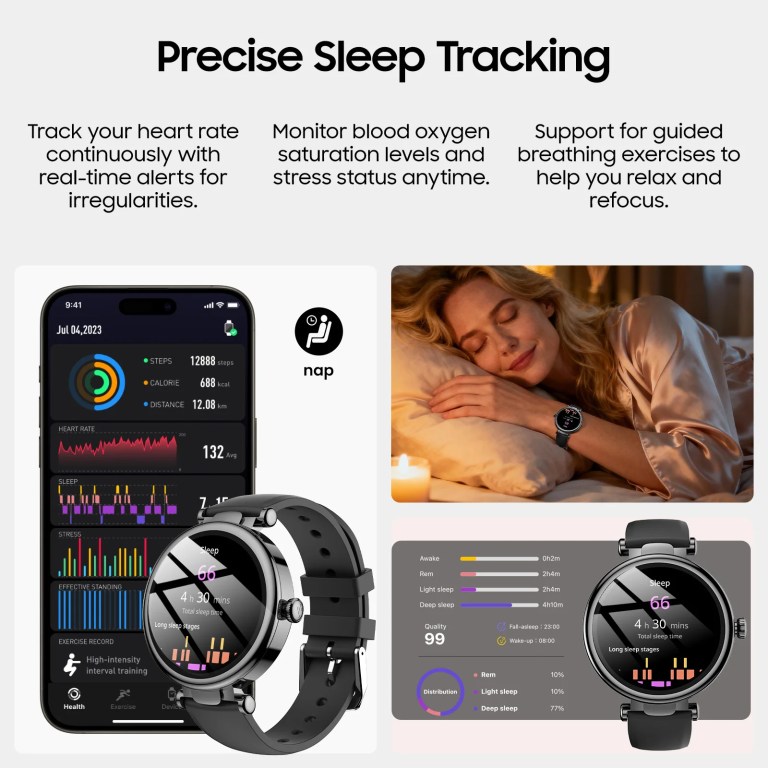 TOZO Lady Smartwatch Bluetooth Calls Smart Watch for Sport Watch AMOLED HD Fintness Smartwatch with Heart Rate Sleep Tracking 6