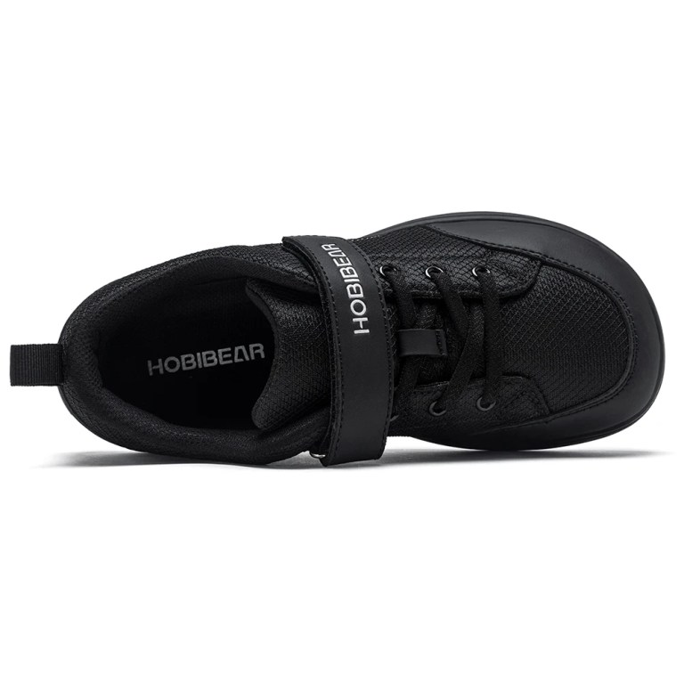HOBIBEAR Wide Width Shoes Kids Barefoot Hook-Loop Sneakers Artificial Leather Mesh Lightweight Zero Drop Walking Shoes 5