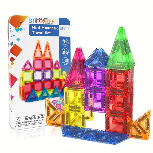 mini magnetic tile toys, with a metal box for easy portability, magnetic building blocks that can be played with anywhere, convenient storage, suitable for holiday or birthday gifts Mini Magnetic Tile Toys, with a Metal Box for Easy Portability, Magnetic Building Blocks That Can Be Played with Anywhere, Convenient Storage, Suitable for Holiday or Birthday Gifts
