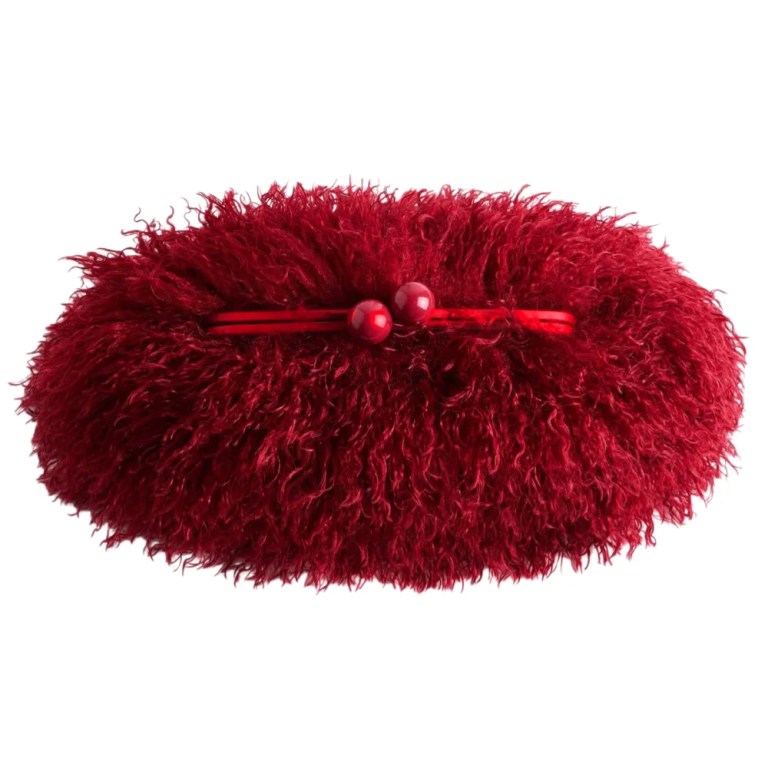 Women kisslock Faux Fur Clutch bag winter warm pouch frame clasp bag with chain crossbody dark grey red yellow 6