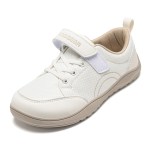 HOBIBEAR Wide Width Shoes Kids Barefoot Hook-Loop Sneakers Artificial Leather Mesh Lightweight Zero Drop Walking Shoes