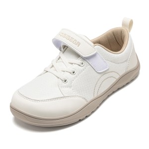 HOBIBEAR Wide Width Shoes Kids Barefoot Hook-Loop Sneakers Artificial Leather Mesh Lightweight Zero Drop Walking Shoes