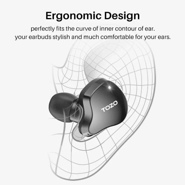 TOZO Crystal Buds TWS Earbuds Blutooth Headphones Sport Earphones with LED Display for IOS Android APP Support AI Translate 4