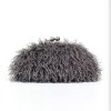 women kisslock faux fur clutch bag winter warm pouch frame clasp bag with chain crossbody dark grey red yellow Women kisslock Faux Fur Clutch bag winter warm pouch frame clasp bag with chain crossbody dark grey red yellow 4