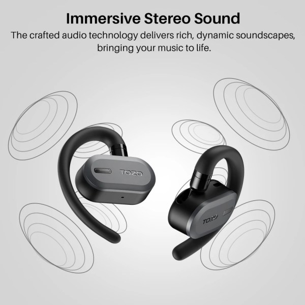 TOZO OpenBuds OWS Bluetooth 5.3 Earphones Open Ear Wireless Headphones Earbuds Crystal-Clear Calls with Mic for Driving Sport 6
