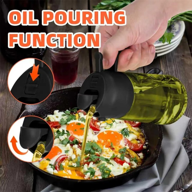 470 ml Oil Sprayer for Cooking,2-in-1 Olive Oil Dispenser and Oil Spray Bottle,Oil Spray with Stickers,Thick Glass Spray Bottle 5