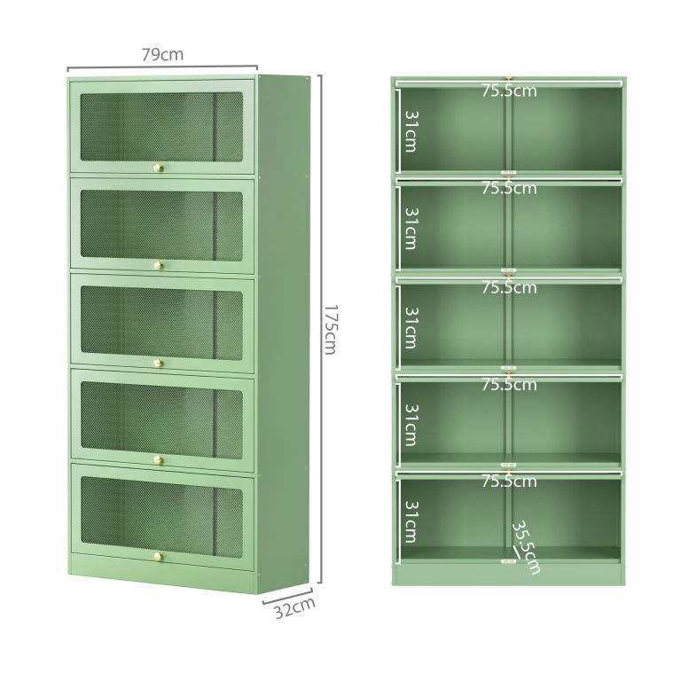 artiss 2x buffet sideboard cabinet storage cupboard mesh doors metal elia green Green metal cabinet with mesh drawers and dimensions