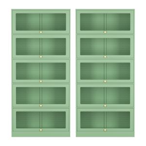artiss 2x buffet sideboard cabinet storage cupboard mesh doors metal elia green Green mesh drawer cabinets with brass knobs