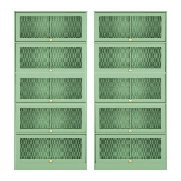 artiss 2x buffet sideboard cabinet storage cupboard mesh doors metal elia green Green mesh drawer cabinets with brass knobs