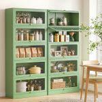 artiss 2x buffet sideboard cabinet storage cupboard mesh doors metal elia green Green kitchen cabinet with neatly organised shelves