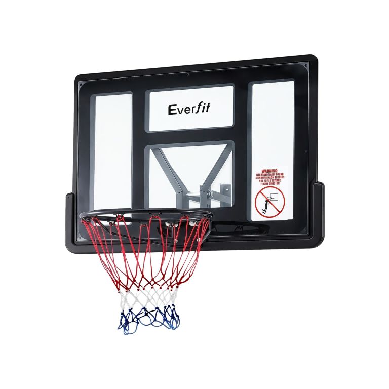 everfit 43 inch wall mount kids basketball hoop backboard indoor outdoor sports Everfit basketball hoop and backboard with warning sign