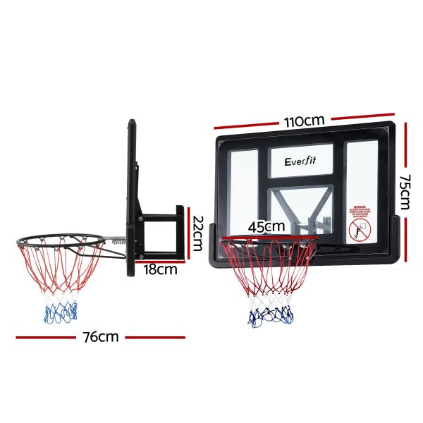 everfit 43 inch wall mount kids basketball hoop backboard indoor outdoor sports Everfit wall-mounted basketball hoop with dimensions