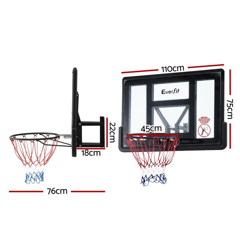 everfit 43 inch wall mount kids basketball hoop backboard indoor outdoor sports Everfit wall-mounted basketball hoop with dimensions