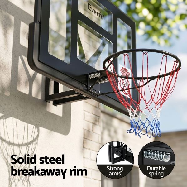 everfit 43 inch wall mount kids basketball hoop backboard indoor outdoor sports Wall-mounted basketball hoop with breakaway rim