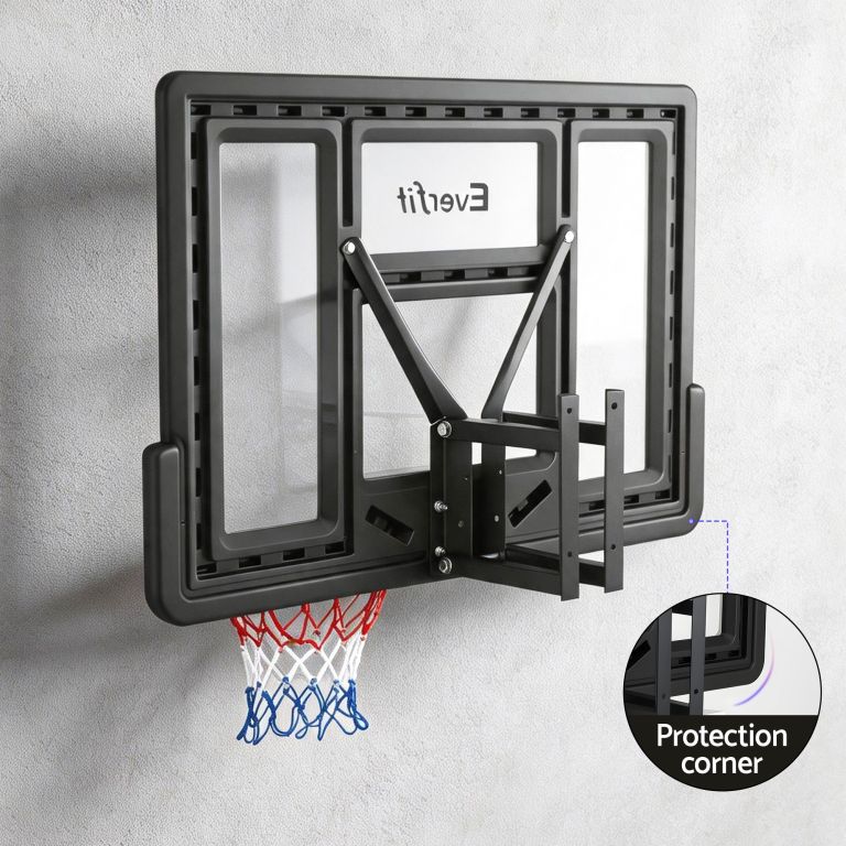 everfit 43 inch wall mount kids basketball hoop backboard indoor outdoor sports Wall-mounted foldable basketball hoop with protective corners