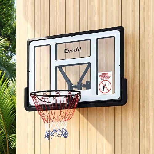 Outdoor Everfit basketball hoop mounted on wooden wall