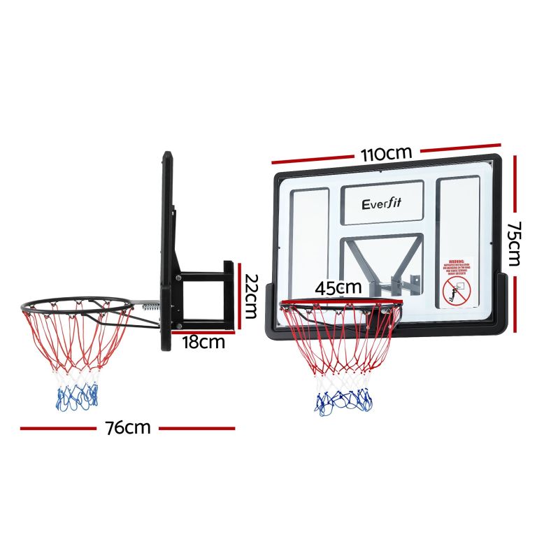 everfit 43 inch wall mount kids basketball hoop backboard outdoor sports Wall-mounted basketball hoop with backboard dimensions