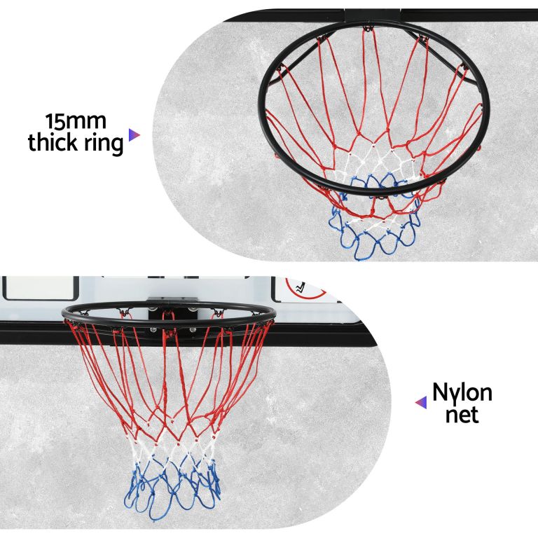 everfit 43 inch wall mount kids basketball hoop backboard outdoor sports Basketball hoop with 15mm thick ring and nylon net