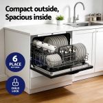 Compact built-in dishwasher with six place settings