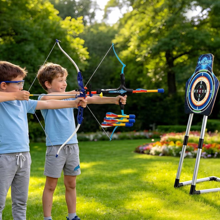 bs kd 8195 set bu 00.jpg Two boys aiming toy bows at target